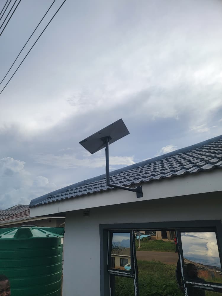 Starlink dish mounted on residential rooftop