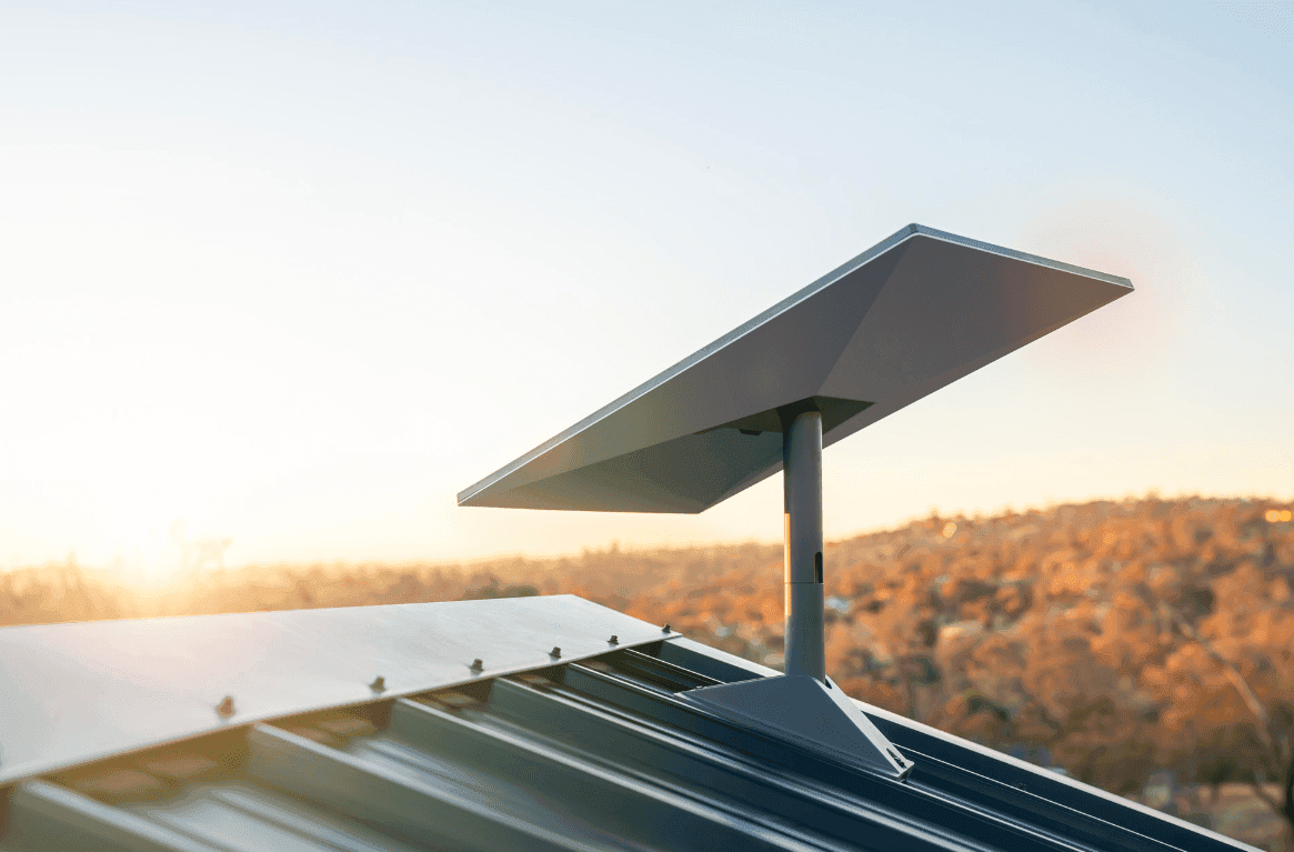 Starlink satellite dish installed on rooftop